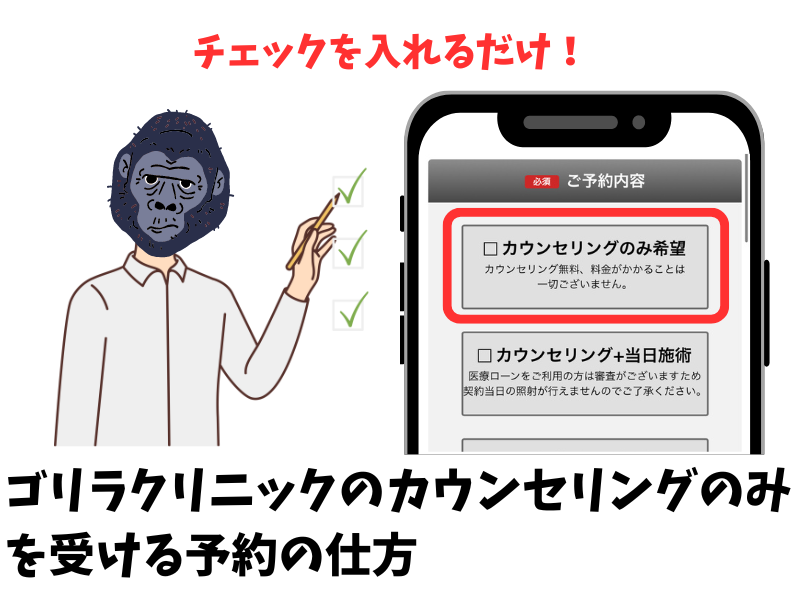ゴリラクリニックのカウンセリングのみ受ける予約の仕方は？
