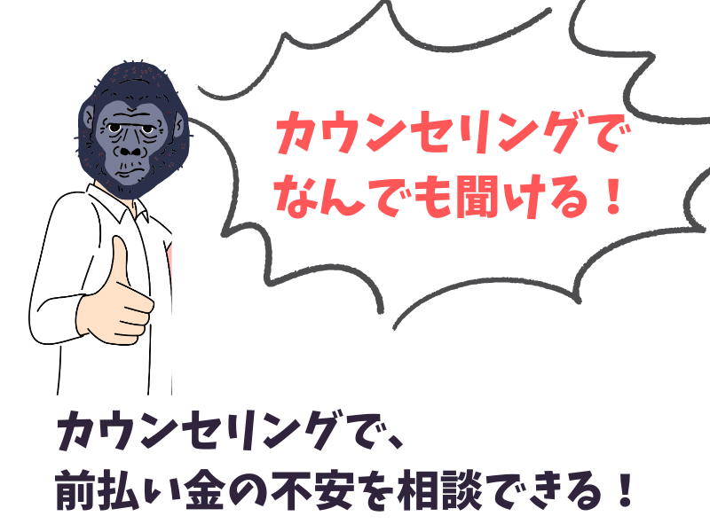 どうしても不安なら、カウンセリングで前払い金について相談できる!
