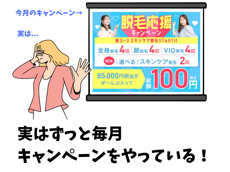 ミュゼは実はずっと毎月キャンペーンをやっている?